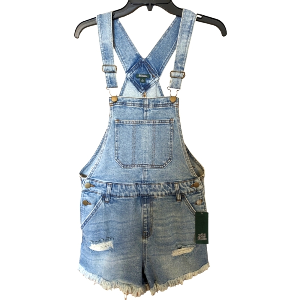 Wild Fable distressed light blue denim/jean shortalls/overalls.  NWT